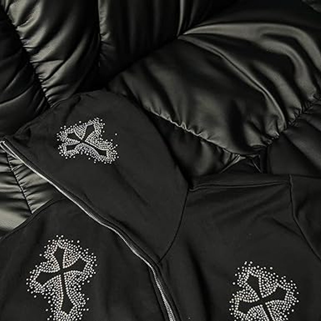Retro Cross GTRMphic Rhinestone Hoodie