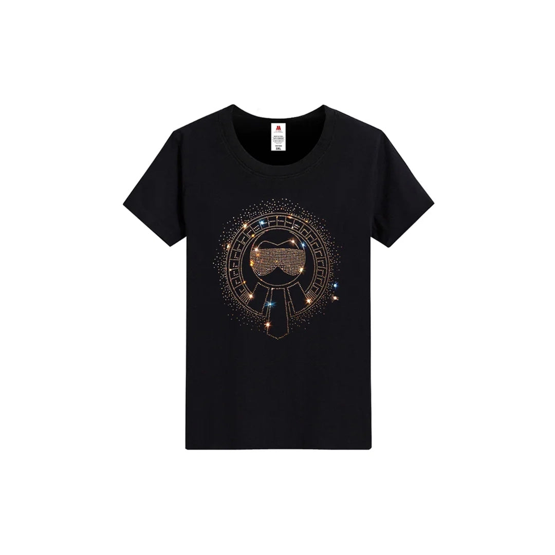 Cartoon Print Rhinestone T-shirt