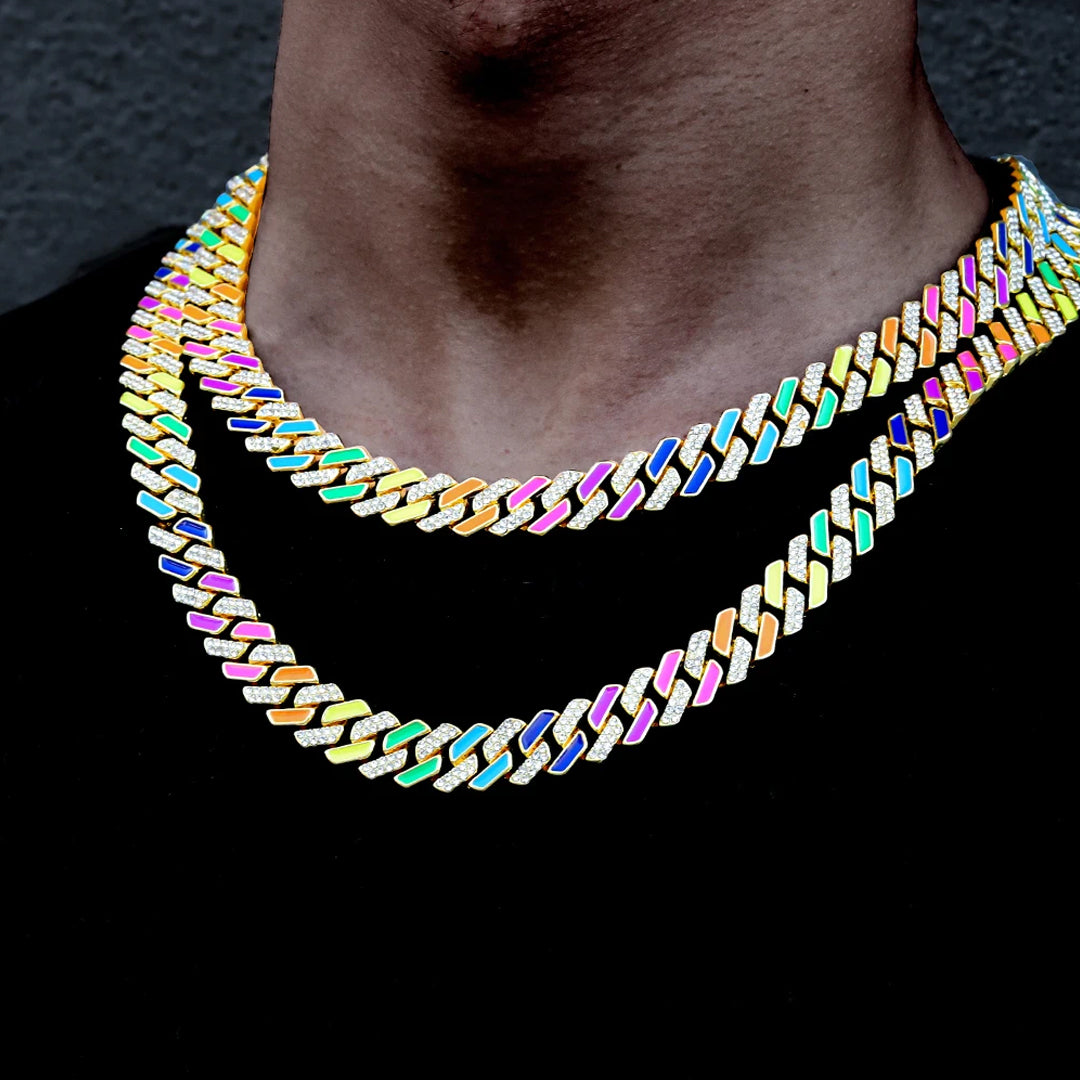 13mm Colorful Miami Cuban Link Chain