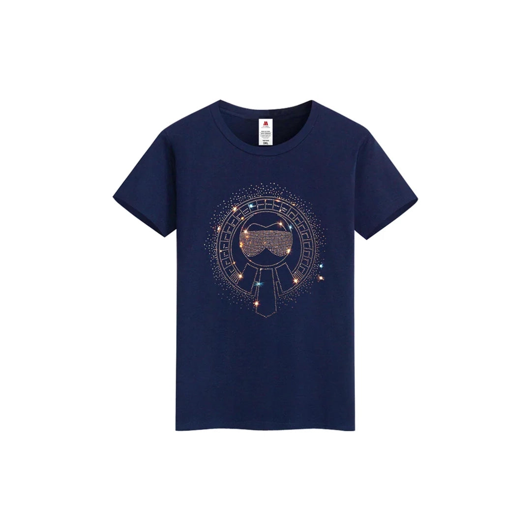 Cartoon Print Rhinestone T-shirt